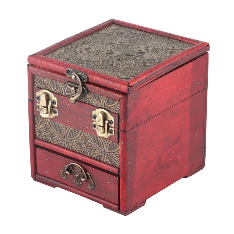 Jewelry Box Antique Wooden Multi‑Layer Drawer Storage Box Organizer with
