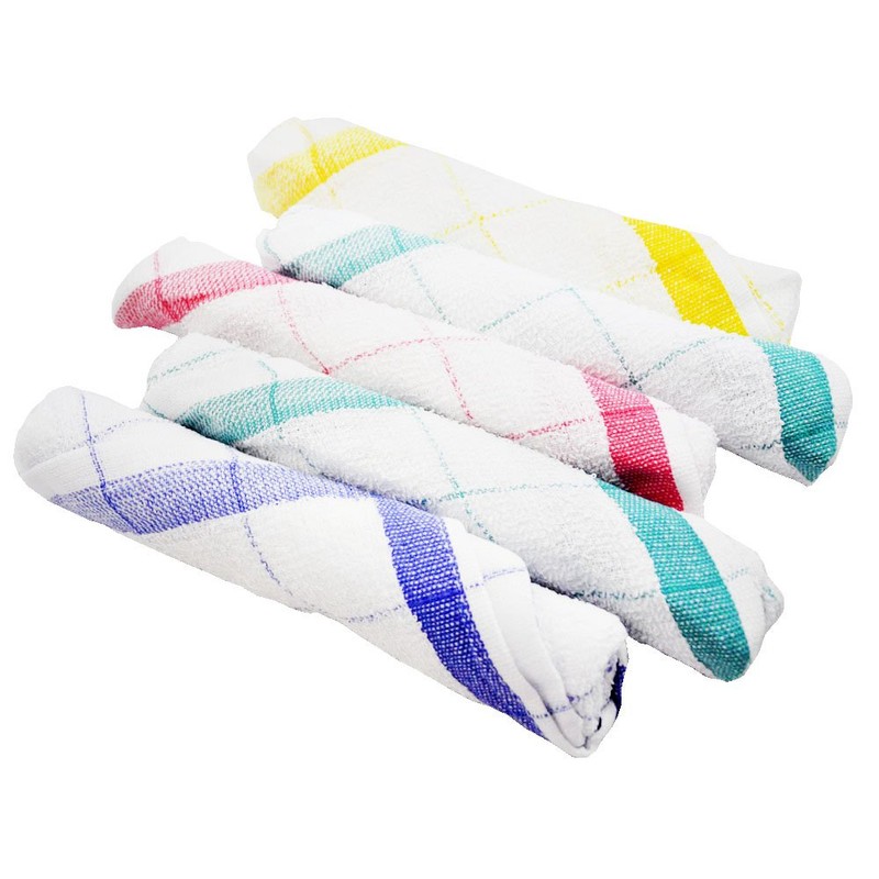 ZB-5123 Cotton Dish Towels, Lattice, Pack of 5, 13.4 x