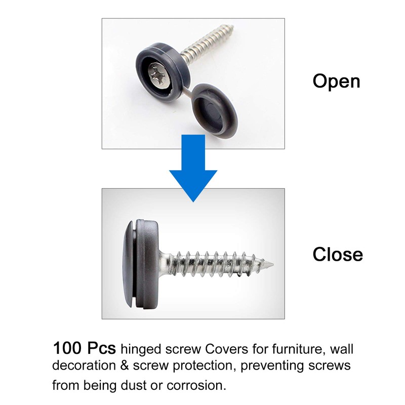INCREWAY Screw Cover Caps, 100 Pcs Plastic Caps with Fold