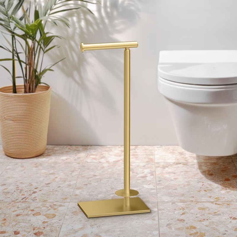 Gatco 1443B, Modern Rectangle Base Freestanding Toilet Paper Holder with
