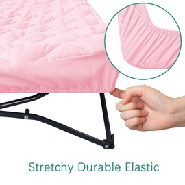 Sheet for Regalo My Cot Portable Toddler Bed, Joovy Travel Cot (Sheet Only, Bed not Included), Soft Padded Cover, Pink, 54''x28''