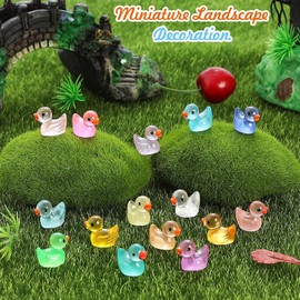 Mini Resin Ducks 100 Pack, Glow in The Dark Mini Ducks, Tiny Resin Ducks, Cute Little Ducks, Small Ducks for Dollhouse Decor Accessories Garden Micro Landscape Aquarium Potted Tiny Homes
