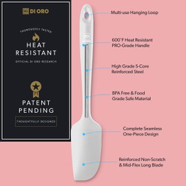 DI ORO Mini Spatula - Small Spatulas Silicone Heat-Resistant up to 600°F - Silicone Kitchen Scraper for Baking & Cooking BPA Free - Mixing Spatula Dishwasher Safe - Nonstick Cookware Safe (Stone)