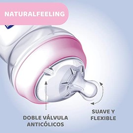 CHICCO, Biberón Natural Feeling, Color Rosa, 150 ml