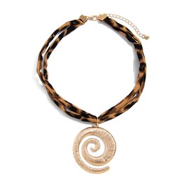 Todu Boho Necklace Leopard Print Golden Hollow Spiral Conch Pandent Necklace Leopard Choker for Women Summer Beach Bohemian Jewelry