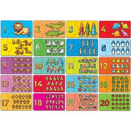 Orchard Toys Match and Count Jigsaws, Learn to Count from 1-20, Match Number and Picture, 20 in a Box, Educational, Number Skills for Kids Age 3+
