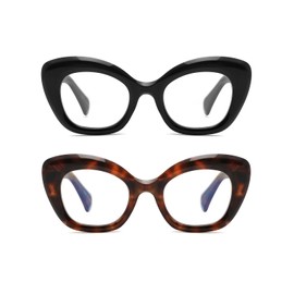 Oversized Cat Eye Reading Glasses for Women, Fashion Computer Blue Light Blocking Glasses Black Retro Style