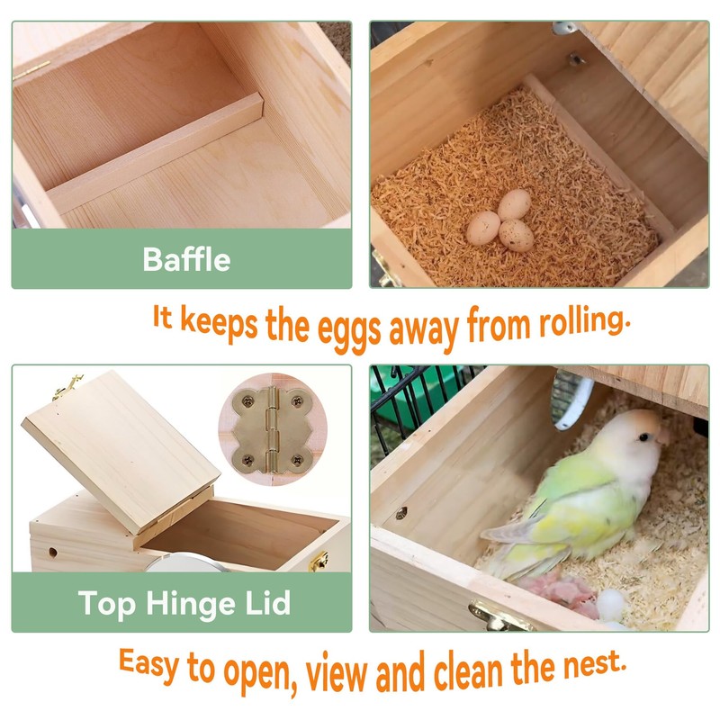 JSLZF Bird Nest, Parakeet Nest Box, Bird Breeding Box with