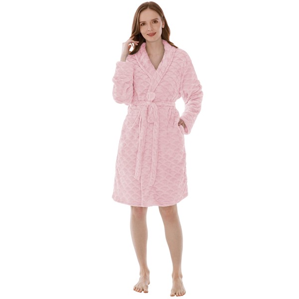 PAVILIA Short Robe for Women, Womens Robes Lightweight, Plush Fluffy