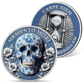 AtSKnSK Memento Mori Coin Carpe Diem Coin Skull Challenge Coin Cool Gifts on Stoicism Medallion Stoic Commemorative Coin Gifts Memory Coin for Daily Use