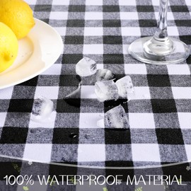 Romanstile Oilcloth Tablecloth 140 x 180 cm Black and White Checked Rectangular Tablecloth Outdoor Weatherproof PVC Tablecloths Plastic Country House Style Decoration for Summer, Spring, Easter, Party