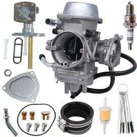 JDLLONG YFM660 Carburetor for Yamaha Grizzly 660 YFM660 1998-2001 2002-2008 ATV 4-Stroke Engine Carb with Intake Manifold Boot and Fuel Switch Valve Petcock