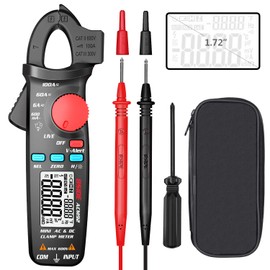 BSIDE DC Current Clamp Meter 6000 Counts Digital Multimeter Amp Continuity Ohm Hz Live Check V-Alert Voltage Tester with Back Clip