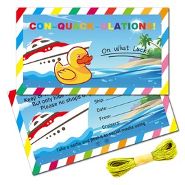 CREATCABIN 50Pcs You've Been Ducked Cards Cruising Rubber Duck Tag Cruise Duck Tags Card Yacht Ducking DIY Jeep Duck Card with Hole and Twine for Rubber Duck Jeeps Car Decor 3.5x2Inch-ConQuackulations