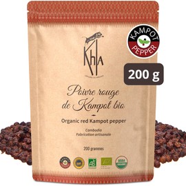 Khla - Red Kampot Pepper 200g - Organic Certified Red Kampot Peppercorns - Premium Cambodian Pepper - Mild & Fruity - For Grinder Refill - Direct from Producer - Limited Production - Origin Cambodia