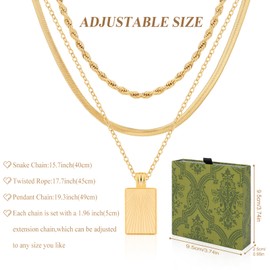 14K Gold Plated Layered Necklace Set for Women - 3PCS Stackable Chains with Pendant, Adjustable Choker & Herringbone Necklace | Trendy Everyday Jewelry, Ideal Choice for Her, Mom & Girlfriend