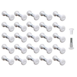 TERF® Cabinet Connecting Jointing Binding Post Screw Bolt M6 (6mm) Steel Threaded Furniture Cabinet Fixing Connector Screw for Join Furniture Thickness 27mm to 32mm White - Pack of 20
