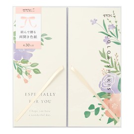 Midori 33265006 Shikishi Color Shikishi, Double Opening, Ribbon, Floral Pattern