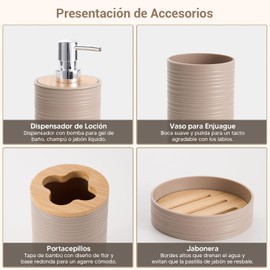 Garselay Accesorios para Bao Juego de 4 Accesorios de bao Completo con dispensador de jabn de locin, Soporte para Cepillo para Polvo de Dientes Vaso para Agua Jabonera