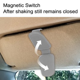 TIESOME Sunglasses Holder for Car Sun Visor Magnetic Leather Glasses Holder Clip for Car Sun Visor Universal Car Visor Accessories Magnetic Glasses Holder (Dark Grey)