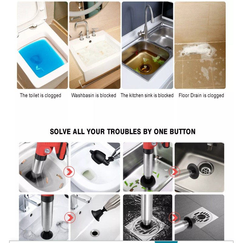 Huxing Electric Toilet PlungerDrain Clog Remover Tools