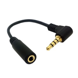 cablecc 3.5mm 4 Poles Audio Stereo Male to Female Extension Cable 10cm Black 90 Degree Right Angled