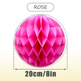 Yosawa 8PCS Honeycomb Flower Balls Tissue Paper Flower Balls Hanging Tissue Paper Honeycomb Balls for Birthday Wedding Party Decoration(ZQ/Rose)