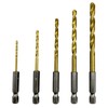 NORTOOLS 5 Pieces HSS Roll Forged Titanium Twist Drill Bit