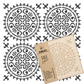 NAKLEO Palencia Tile Reusable Plastic Stencil - 20 x 20 cm - Classic Roman Circle - Moroccan Geometric - Paving Stone Concrete Floor Wall Painting Template Wood
