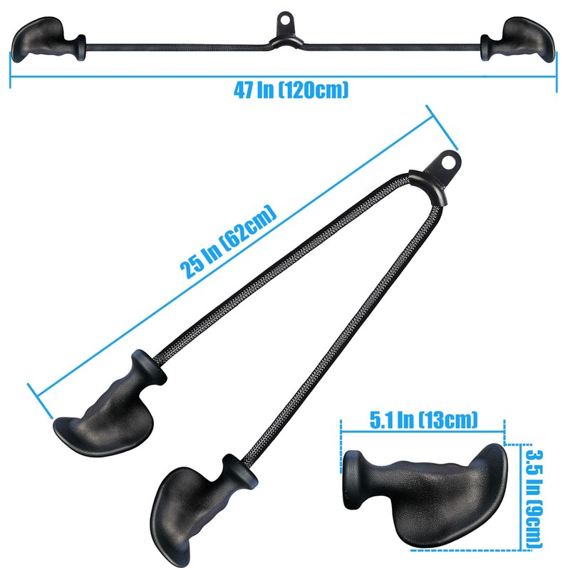 Ergonomic Tricep Rope Pull Down Attachment, Upgraded Long Triceps Rope