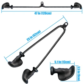 Ergonomic Tricep Rope Pull Down Attachment, Upgraded Long Triceps Rope Cable Attachments for Gym, LAT Pull Down Bar for Cable Machine, Tricep LAT Pulldown Workout Cable Attachments (Hand ROPE-06)