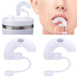 DC,CLISENCE 2PCS Anti Wrinkle Straw Cover, Food Grade Silicone Straw Tip Caps, Reusable Sideways Suck Straw Topper for 10mm Glass, Stainless Steel Straw - White