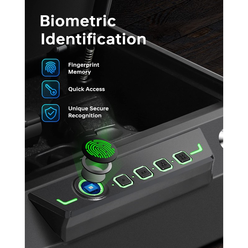 TIGERKING Gun Safe,Biometric Gun Safe for Pistols,Quick Access Pistol Safe