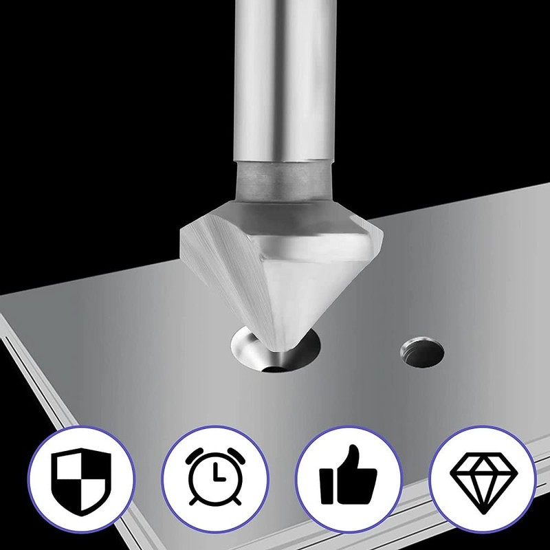 Fixinus 6-Piece Countersink Set Metal HSS 90° HSS Countersink Deburring