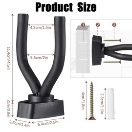 Cerioll Pack of 6 Wall Ukulele Wall Mounts, Guitar Holder Wall Mount, Black Guitar Stand Wall Mount, Universal Guitar Hook, Wall Mount for Guitar, Guitar Wall Mount with Screws