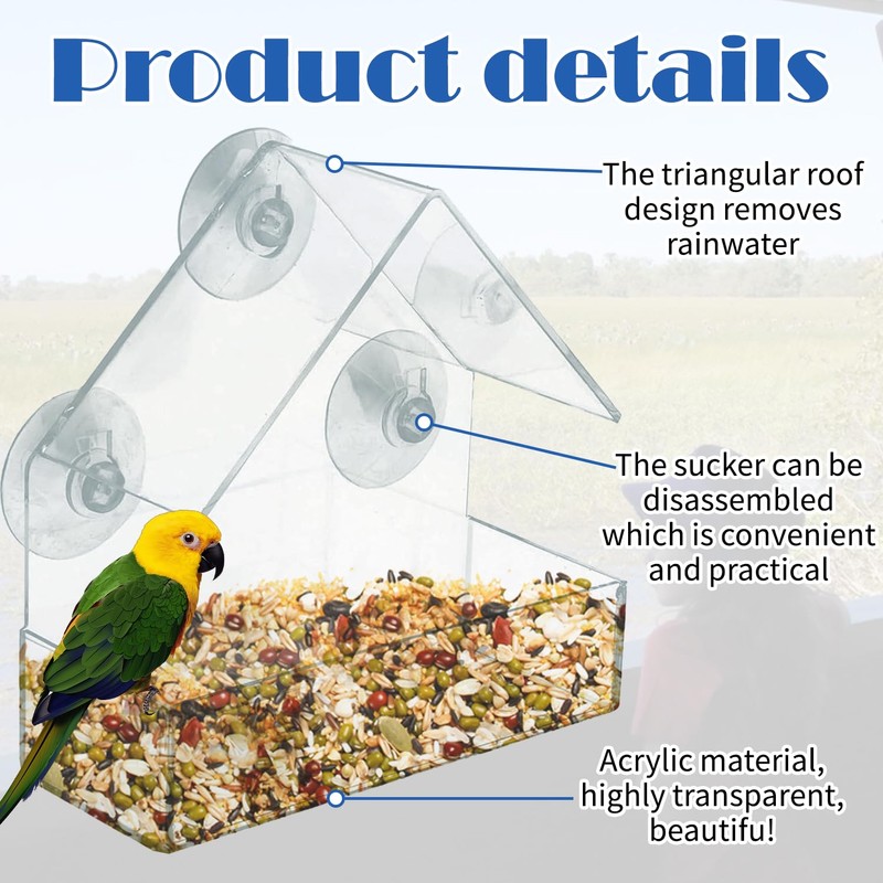 Window Bird Feeder – Clear Acrylic Bird Feeder with Suction