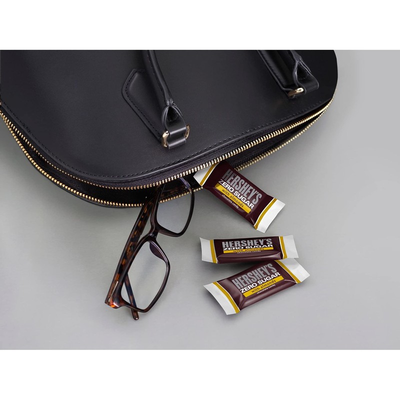 HERSHEY'S Zero Sugar Chocolate with Almonds Candy Bars, Individually Wrapped,