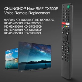 New RMF-TX500P Voice Remote Replacement for Sony KD-75X8500G KD-65X8577G KD-65X8500G KD-75X8050H KD-65X8050H KD-55X8050H KD-49X8050H KD-43X8050H KD-65X9500H KD-55X9500H