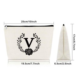 Initial Letter Gifts Letter V Gifts for Girls Travel Makeup Bags for Women Travel Essentials Bag Organizer Birthday Gifts for Sister Adult Travel Accessories Bag Birthday Christmas Mothers Day Gifts