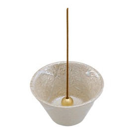 Asayu Japan Incense Stick Holder, Cylindrical Incense Holder, Small, White, for Sticks, Made in Japan, Includes Removable Brass Stand, for Yoga, Meditation and Relaxation