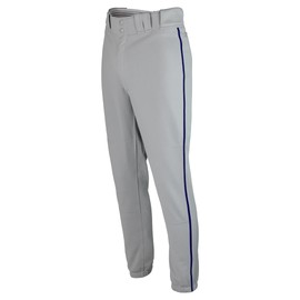 SSK Showcase Collection Flex Bottom Adult Baseball Pants | Adult Sizes Solid & Piped (US, Alpha, Medium, Regular, Regular, Grey/Navy)