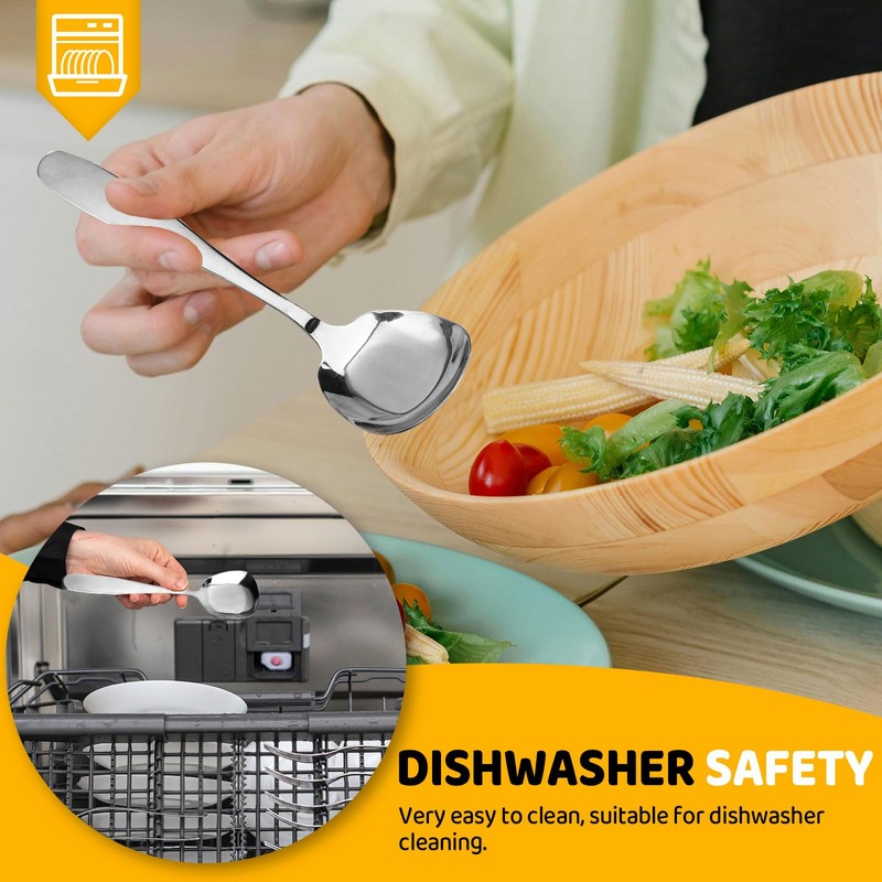 6 Pieces Square Soup Spoons, 6.69 Inch Dessert Spoons Stainless