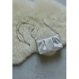 niana Shiny Tuck Design, Clutch Bag, Party Bag, 2-Way, Square, Handbag, Shoulder Bag, Cross-body, Wedding, Invitation, Ceremony, Party, Silver, F