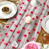 Artoid Mode White and Red Heart Gauze Table Runner 120
