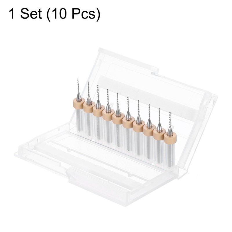 sourcing map 10pcs PCB Drill Bit Set 1/8" Shank 0.8mm
