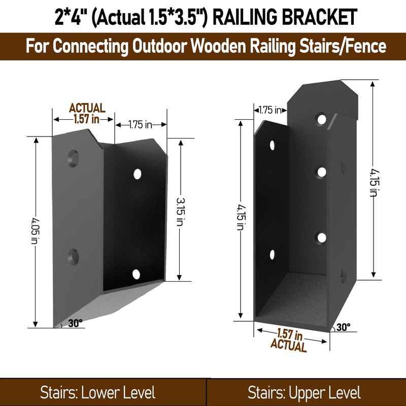 Prriszo 8 Pcs Deck Railing Bracket, 201 Stainless Steel 2
