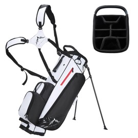 UNIHIMAL Golf Stand Bag with 8 Way Top Dividers, Golf Bags for Men Women, Lightweight Club Bags with Multiple Pockets, Dual Straps (Black White)