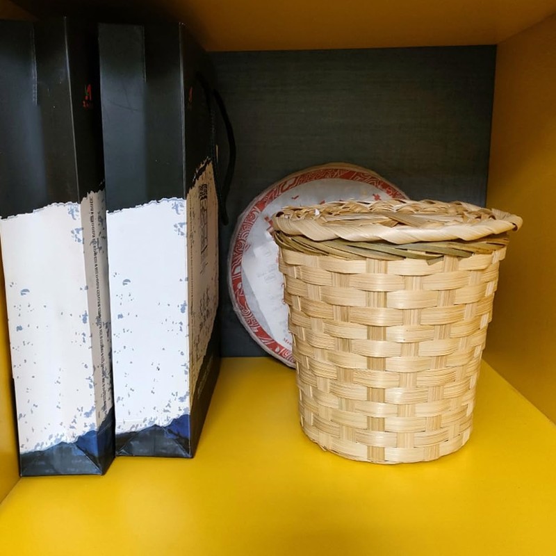 Round Bamboo Weaving Tea Basket with Lid - Mini Tea