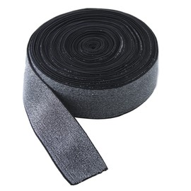 MAHAVIMOKSA 25mm/1" Wide 3 Yards Soft Glitter Elastic Band for Sewing DIY Art Craft (Silver in Black)