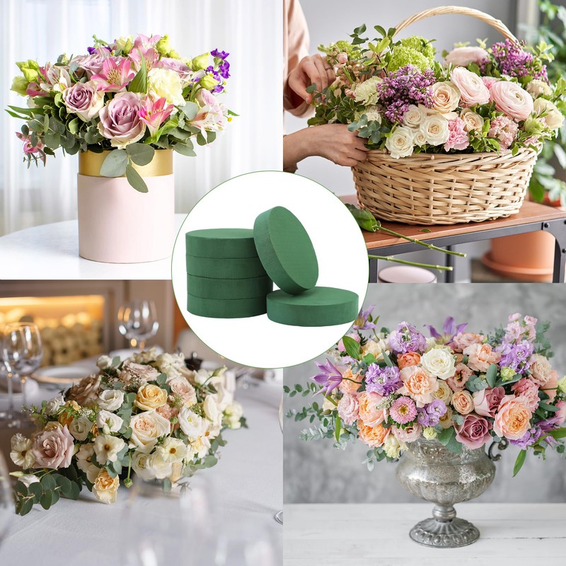 Hahood 6 Pack Floral Foam Blocks Round Floral Foam Bricks